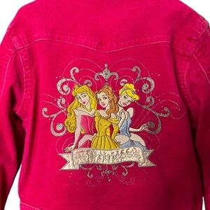 Disney Store Exclusive Princess Jean Jacket Girls Size Small Sparkly Hot Pink